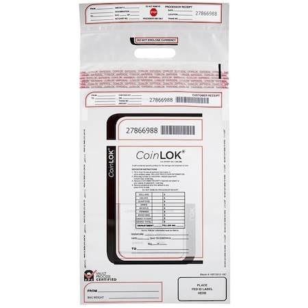 Controltek CoinLOK Plastic Coin Bags, 50PK CNK585407